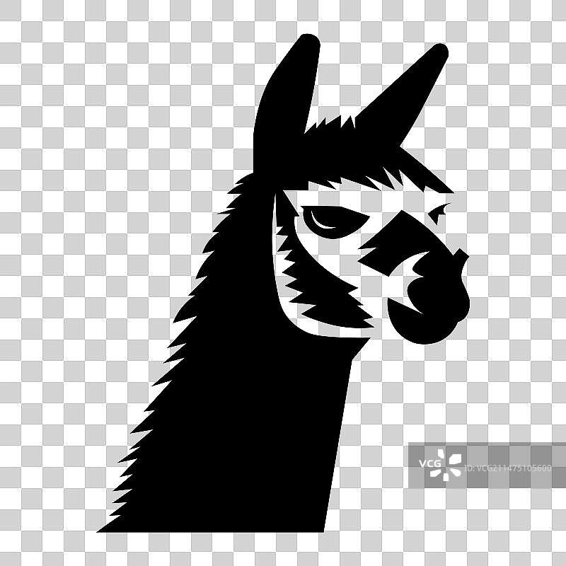 白色背景上的羊驼黑色图标图片素材