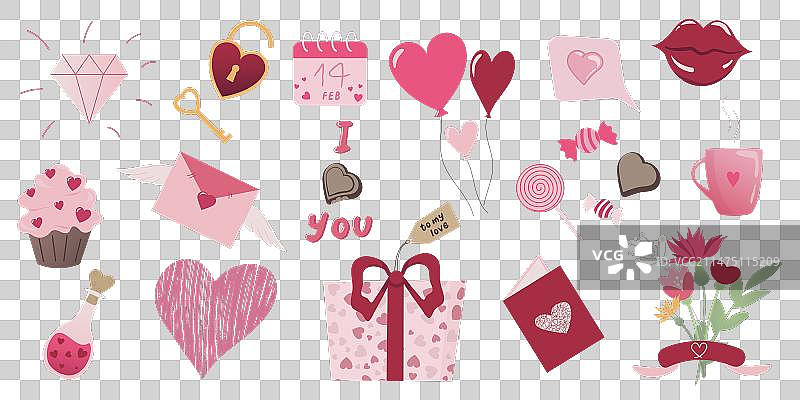 情人节浪漫涂鸦图标大集合图片素材