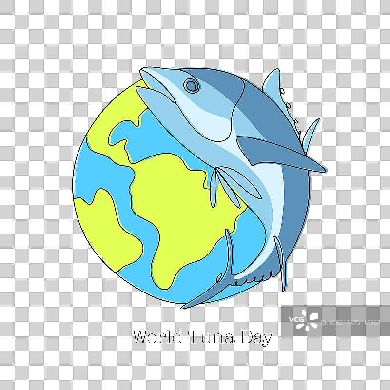 金枪鱼星球彩色单线图片素材