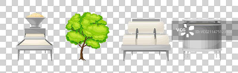 造纸流程和原木图片素材