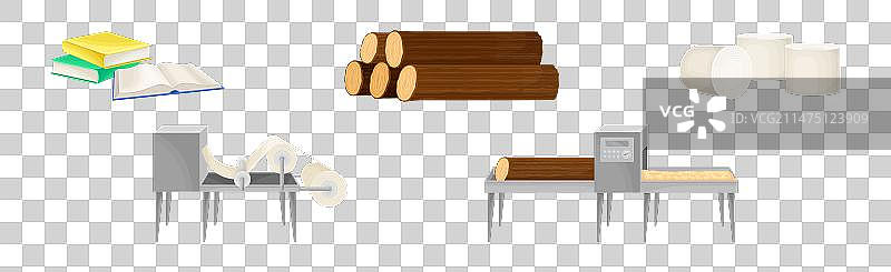 造纸流程和原木图片素材