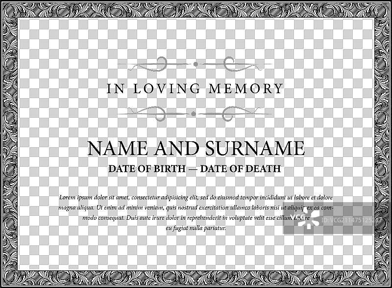 纪念逝者的葬礼卡片图片素材