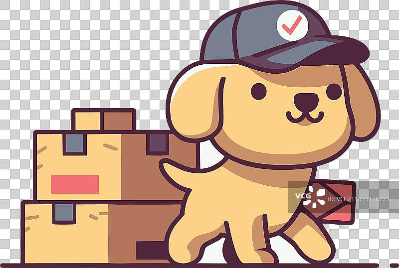 可爱的卡通狗穿着送货制服图片素材