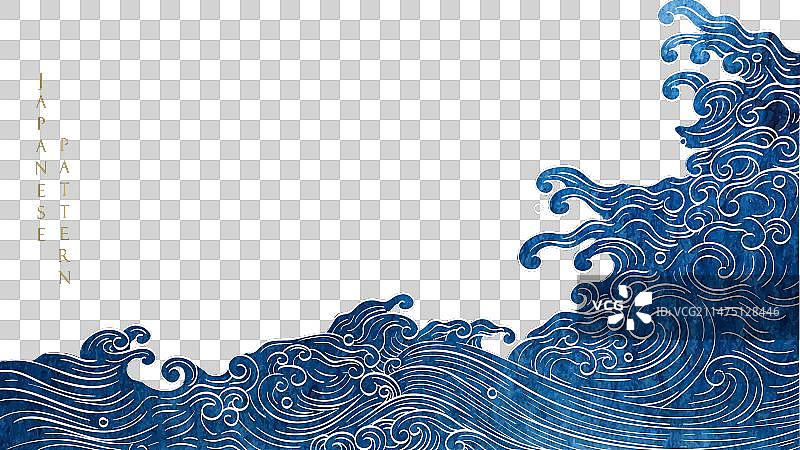 蓝色笔触纹理与日本海洋图片素材