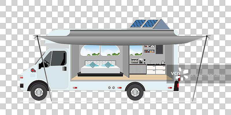 白色背景上的露营拖车图片素材