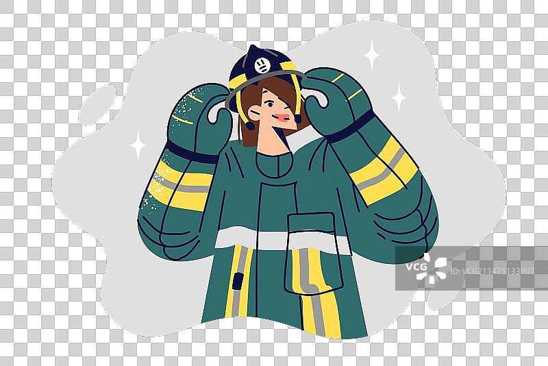 身穿消防员制服参与救援的女人图片素材