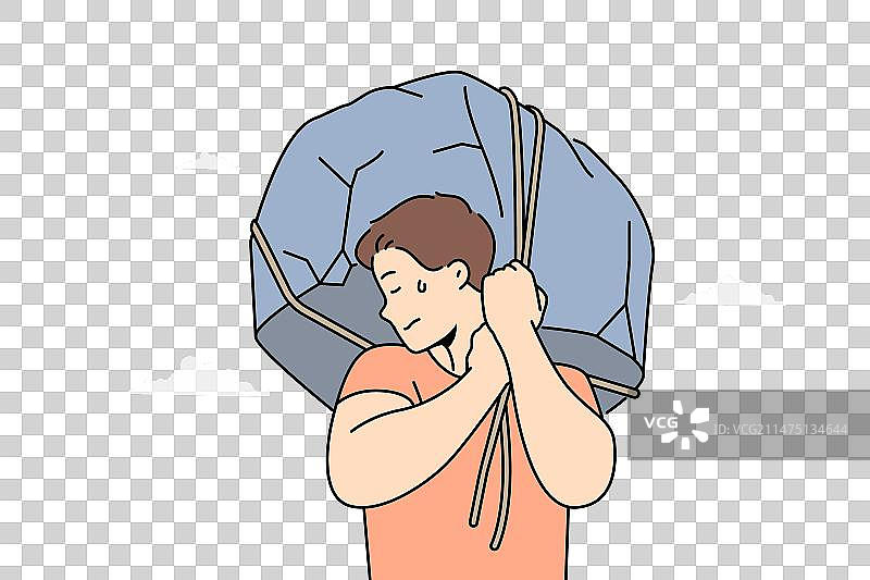 男人举起巨石展示力量图片素材