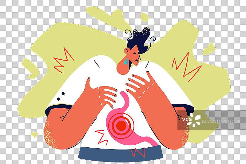 不健康的男人胃痛困扰图片素材