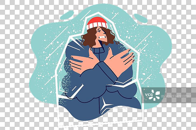 冰山中的冰冻女人图片素材