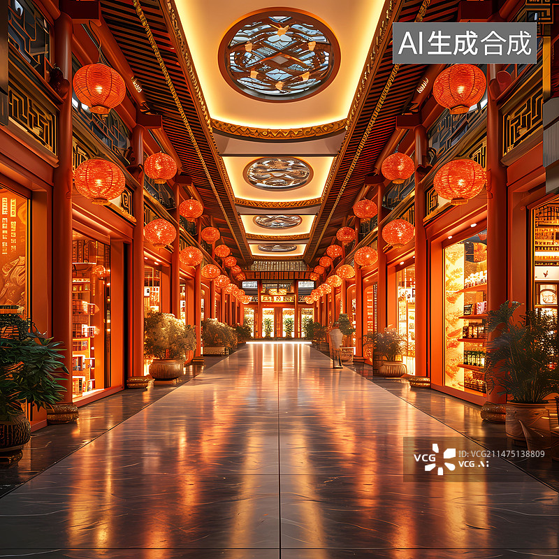 【AI数字艺术】古建筑效果图中秋节国庆节海报图片素材