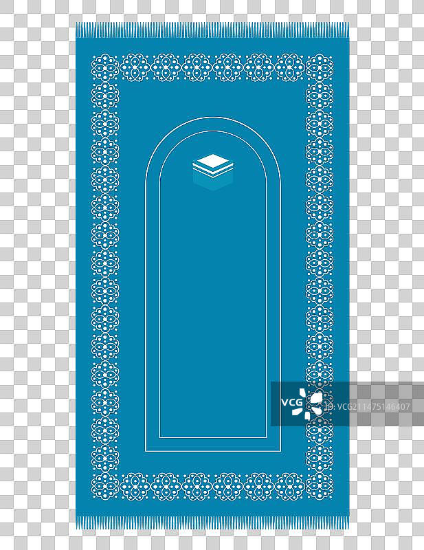 带装饰元素的蓝色穆斯林祈祷垫图片素材