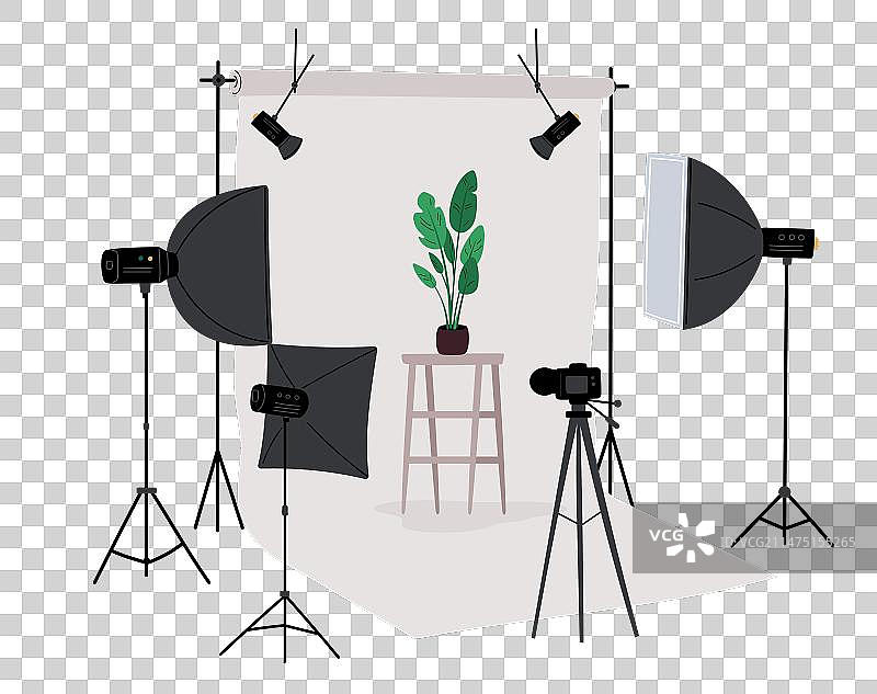 配备专用照明设备的摄影室图片素材