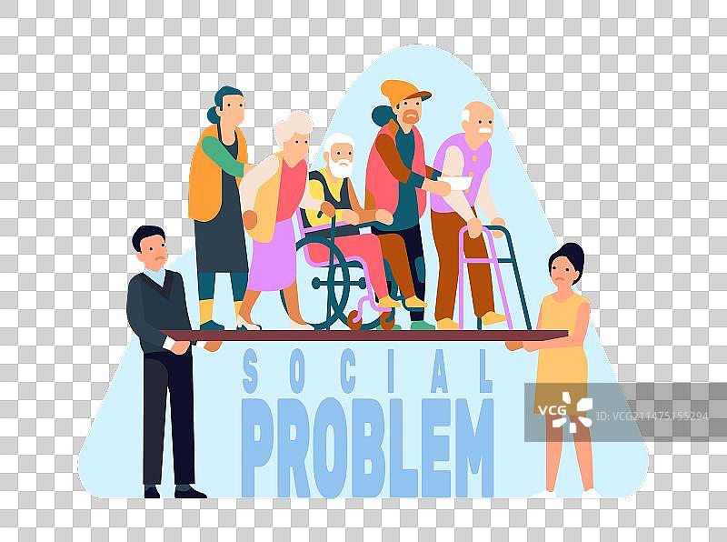老龄化社会和低生育率的社会问题图片素材