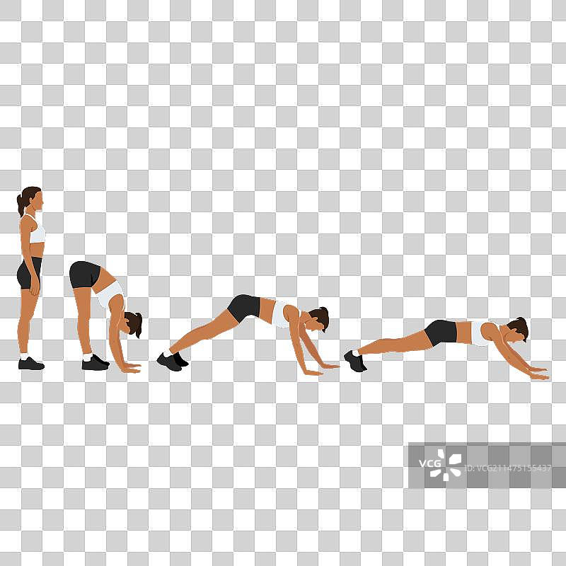 做蠕虫爬行健身的女人图片素材