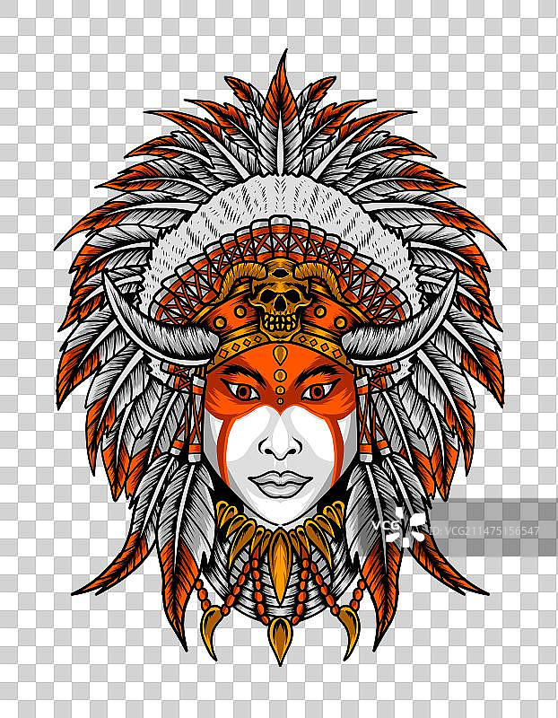 印第安阿帕奇族女性头像图片素材