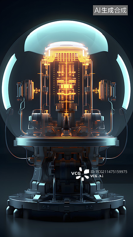 【AI数字艺术】数码科技赛博朋克圆球机器抽象图形海报背景图片素材