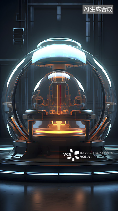 【AI数字艺术】数码科技赛博朋克圆球机器抽象图形海报背景图片素材