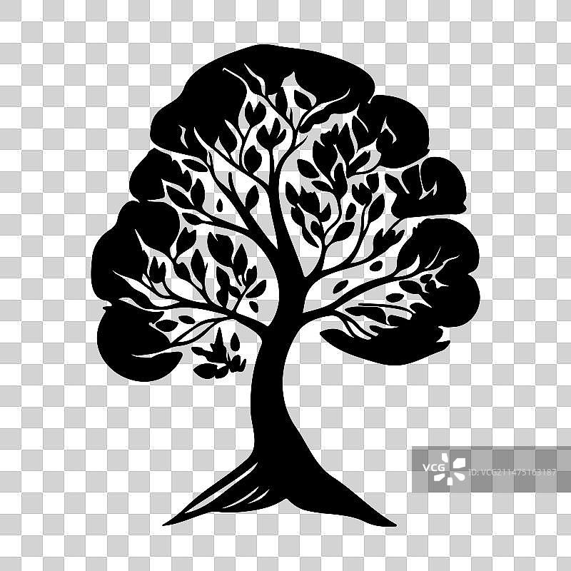 姜黄色托马斯图标手绘黑色树图片素材