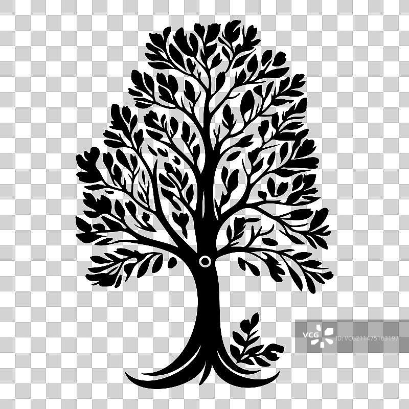 姜黄色托马斯图标手绘黑色树图片素材