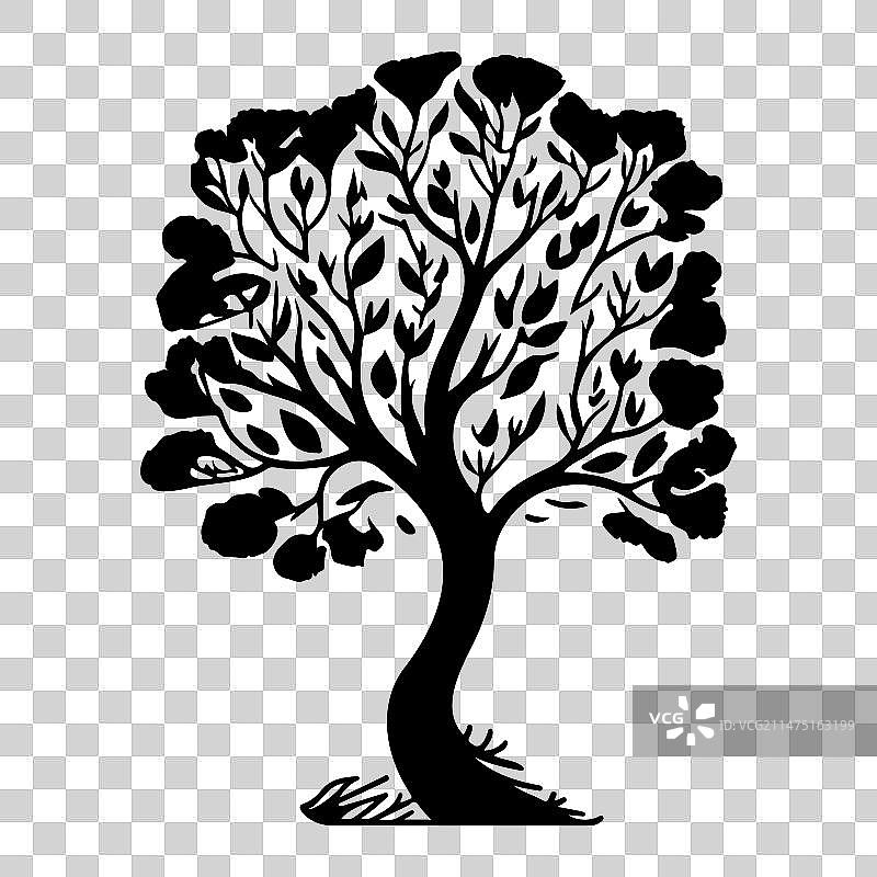 姜黄色托马斯图标手绘黑色树图片素材