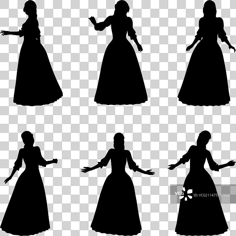 穿着舞会礼服的女人剪影图片素材