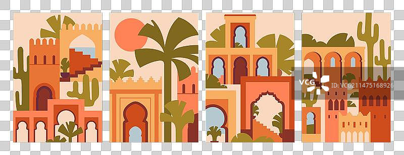 摩洛哥建筑海报套装图片素材
