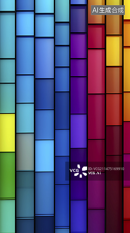 【AI数字艺术】数码彩色马赛克方块抽象图形海报背景图片素材