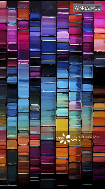 【AI数字艺术】数码彩色玻璃霓虹灯抽象图形海报背景图片素材