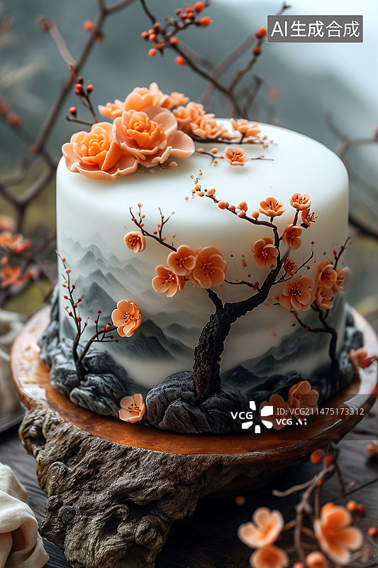【AI数字艺术】桌上蛋糕的高角度视图图片素材