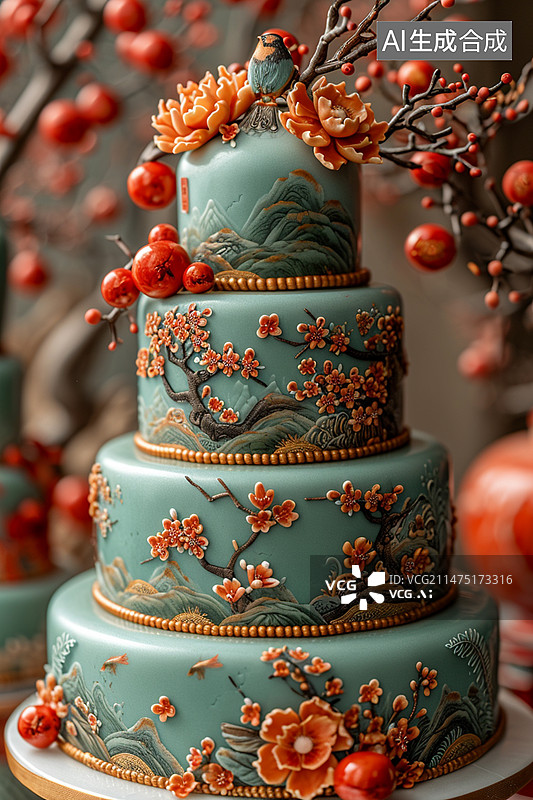 【AI数字艺术】桌上蛋糕的特写镜头图片素材