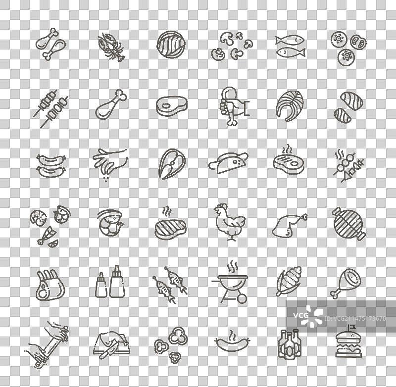 快餐轮廓图标集，烹饪大餐图片素材