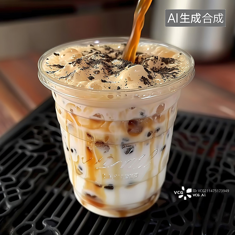 【AI数字艺术】大红袍布丁啵啵奶茶图片素材