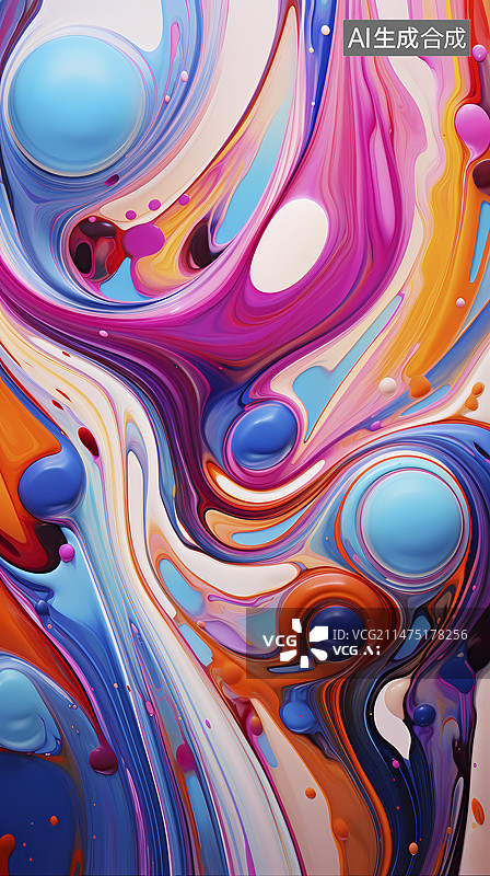 【AI数字艺术】数码霓虹涂鸦大理石漩涡曲线抽象海报背景图片素材