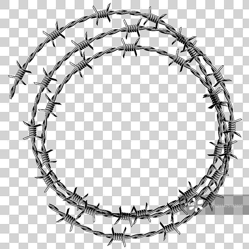 带刺铁丝网框架锋利边界链图片素材