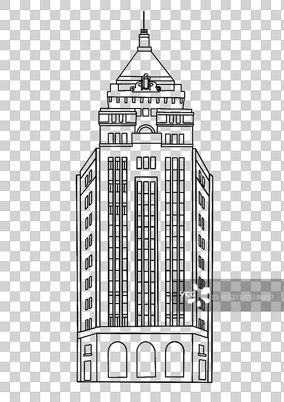 上海和平饭店建筑插画元素图片素材