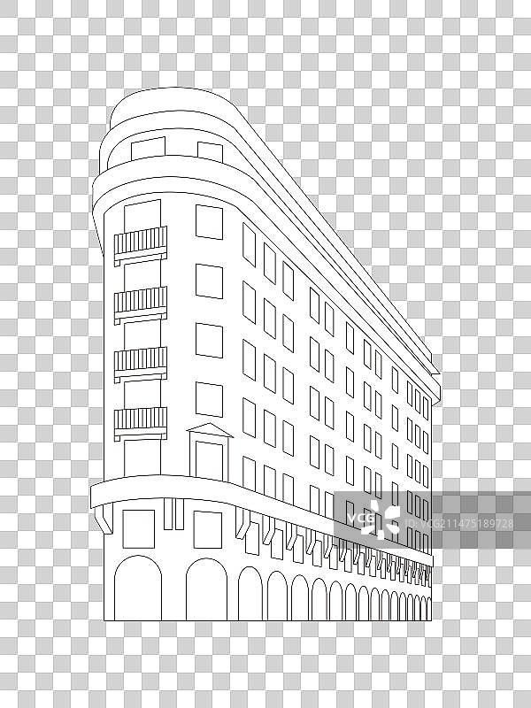 上海景点建筑线稿武康大楼图片素材