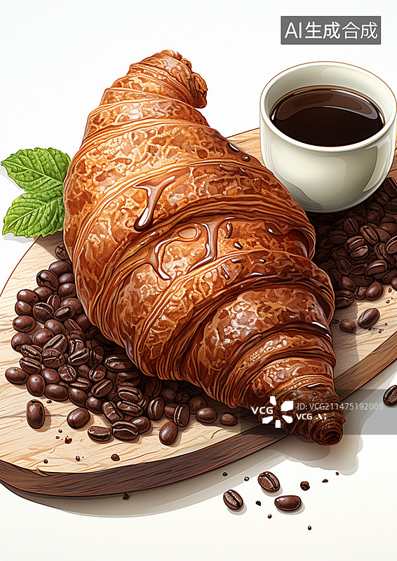 【AI数字艺术】黑松露可颂面包图片素材