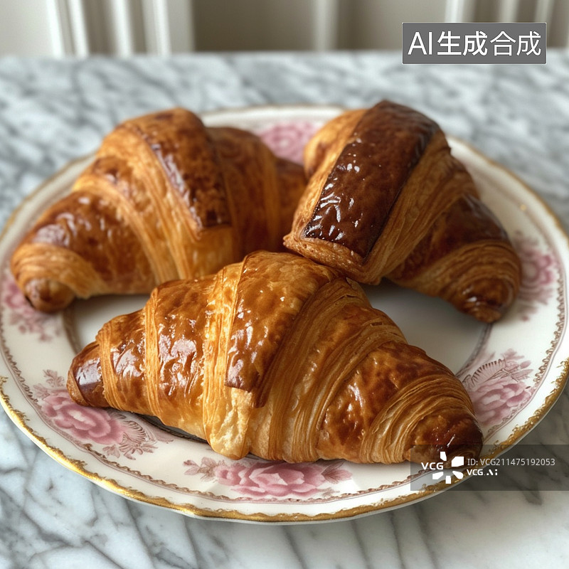 【AI数字艺术】黑松露可颂面包图片素材