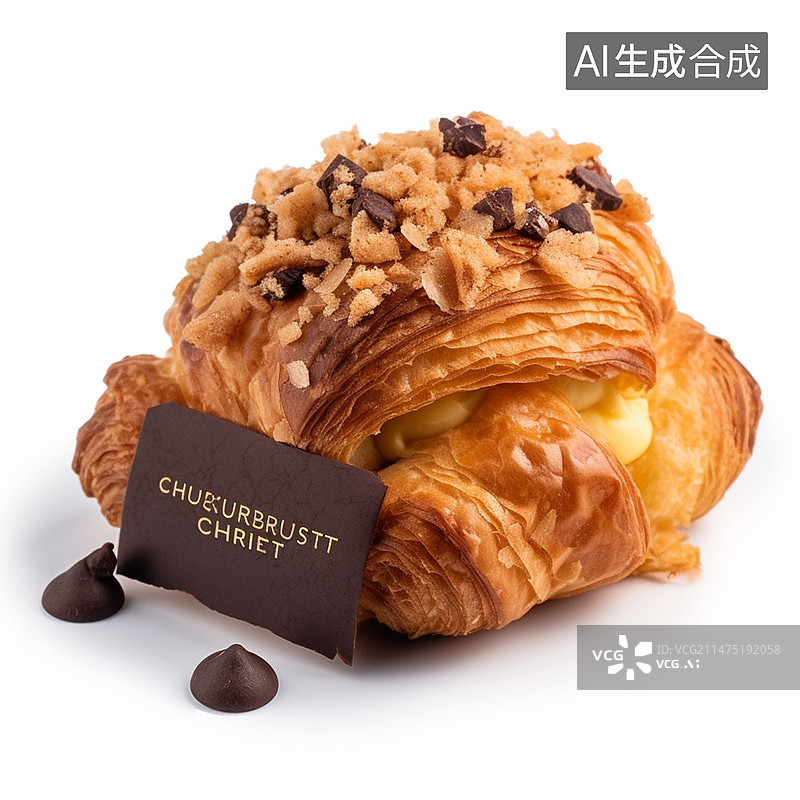 【AI数字艺术】黑松露可颂面包图片素材