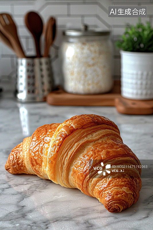 【AI数字艺术】黑松露可颂面包图片素材