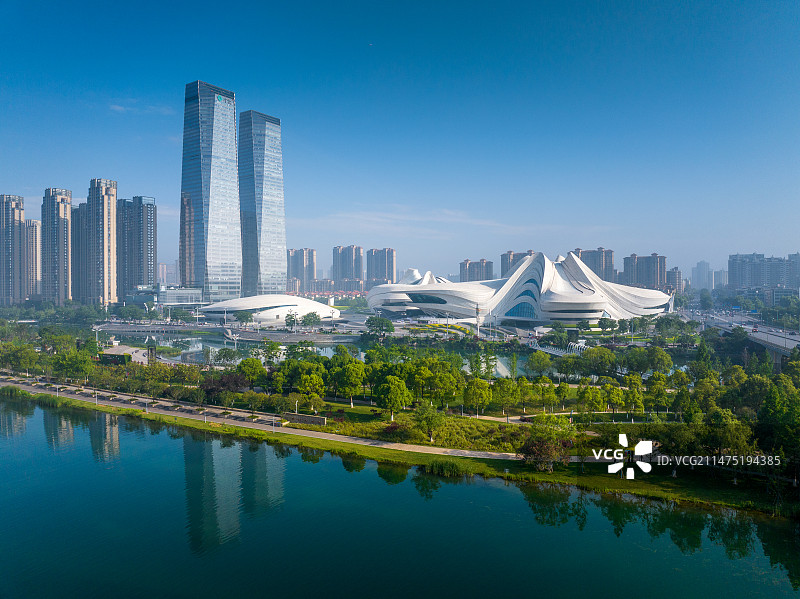 长沙梅溪湖大剧院航拍图片素材