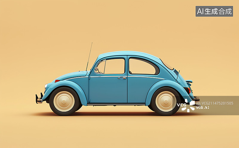 【AI数字艺术】蓝色卡通老爷车图片素材