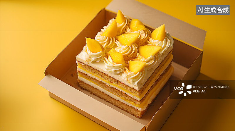 【AI数字艺术】榴莲芒果盒子蛋糕图片素材