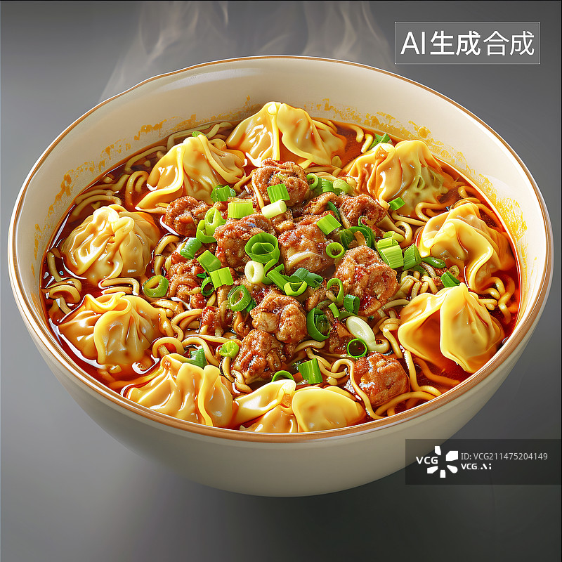 【AI数字艺术】香辣肉酱凉拌馄饨面图片素材