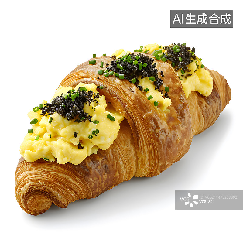 【AI数字艺术】黑松露炒蛋可颂美食图片素材