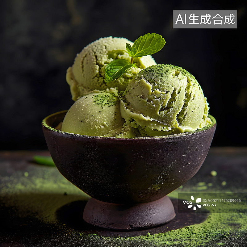 【AI数字艺术】抹茶冰激凌图片素材