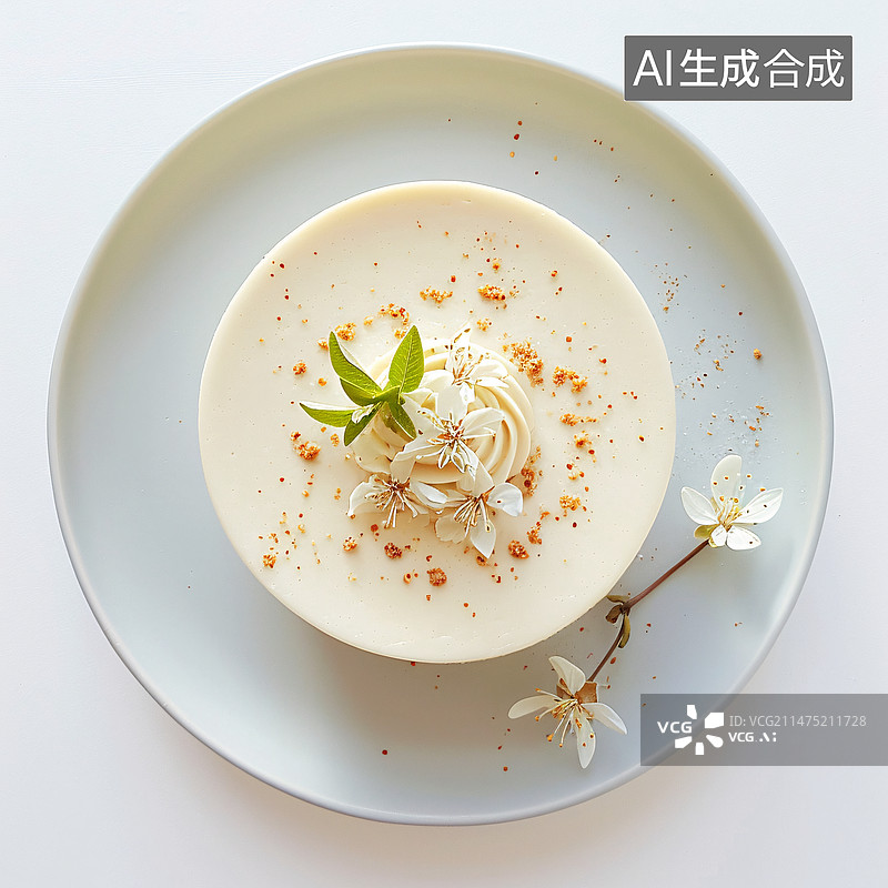 【AI数字艺术】杨枝甘露慕斯蛋糕，美食甜点概念插图图片素材