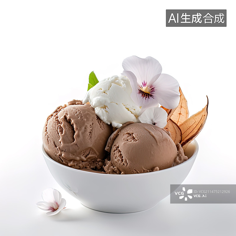 【AI数字艺术】写实 咖啡麻薯冰淇淋图片素材