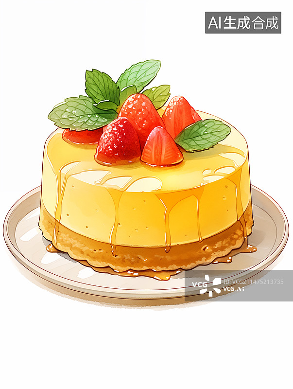 【AI数字艺术】杨枝甘露慕斯蛋糕图片素材