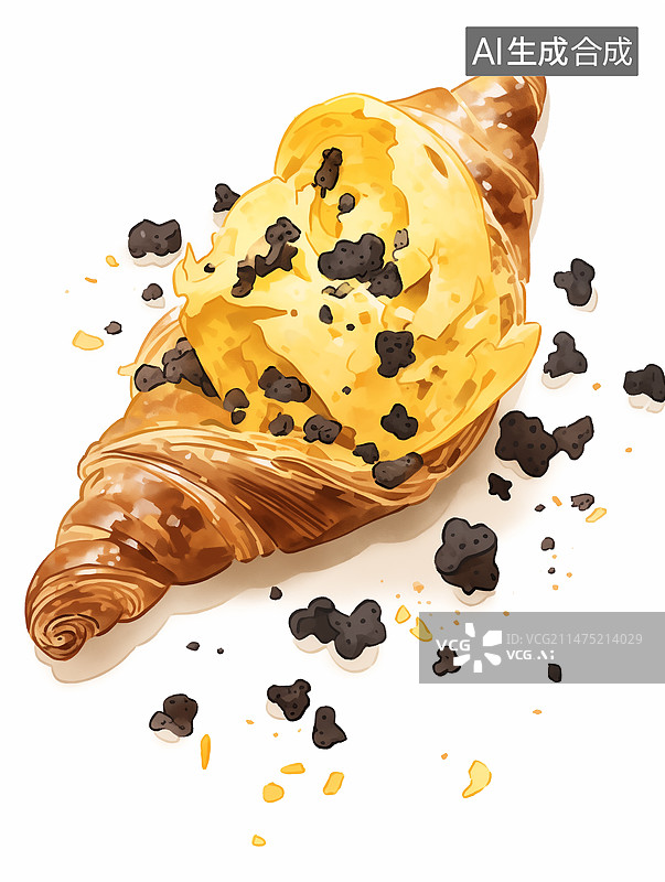 【AI数字艺术】黑松露炒蛋可颂图片素材